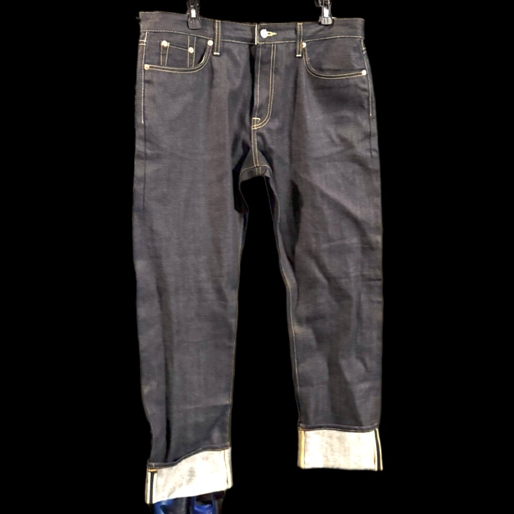 CIVILIANAIRE 11 oz Gold Selvage Denim Slim Jeans - Indigo - Mens SZ 35 - Picture 4 of 12